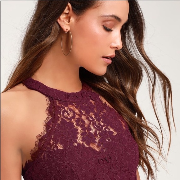 Dance All Evening Burgundy Lace Maxi Dress - Picture 4 of 5